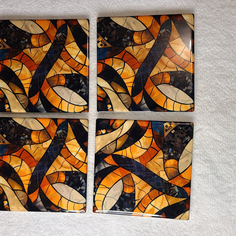 Abstract Mosaic Coasters Set - Picture 4 of 16